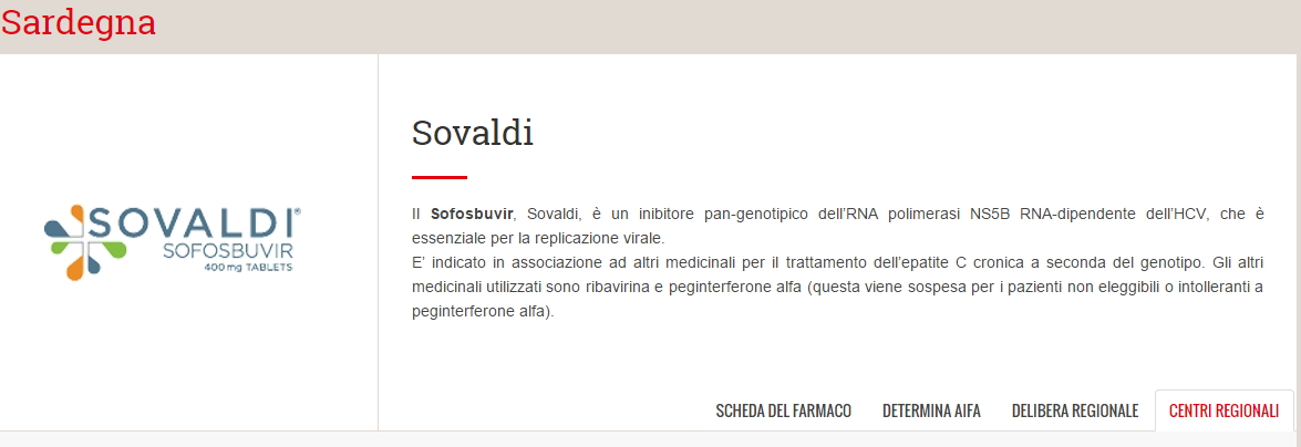 Saovaldi in sardegna Ottenere il Sovaldi terapia Epatite C
