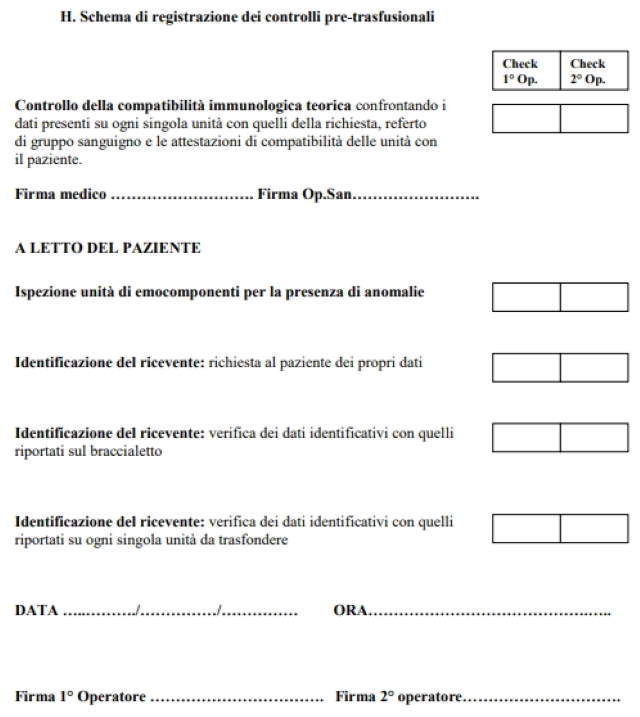 controlli pre trasfusione