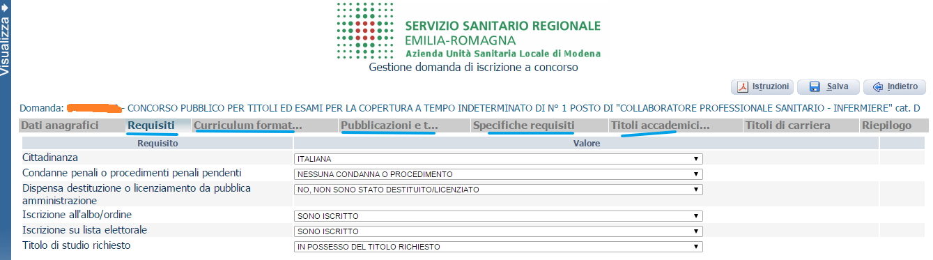 domanda modena infermieri