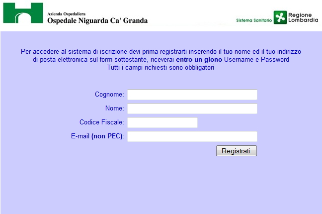 registrazione niguarda