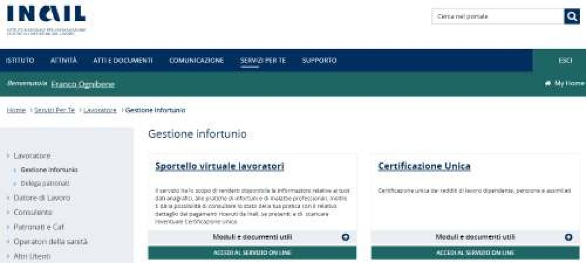 sito inail loggato