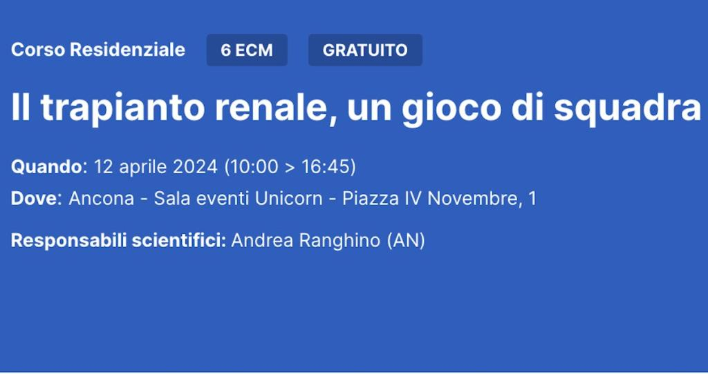 trapiando renale corso ecm 